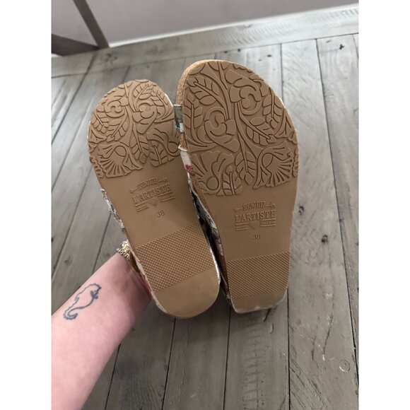 L'ARTISTE Spring Step Yarden Floral Strappy Wedge Sandals Leather Size 38 / 7.5 - Picture 7 of 7